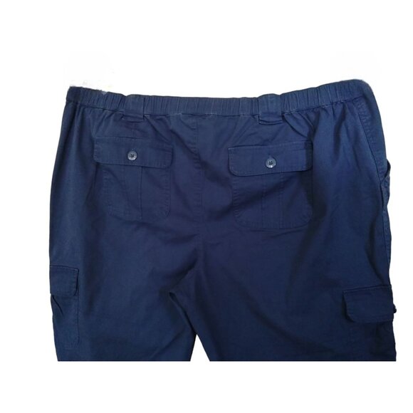 St. Johns Bay Plus Size 20W Blue Cargo Capri Pants With Roll Tab Hem - Picture 8 of 10